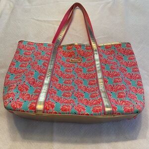 Lilly Pulitzer Pink and Blue Floral Tote Bag